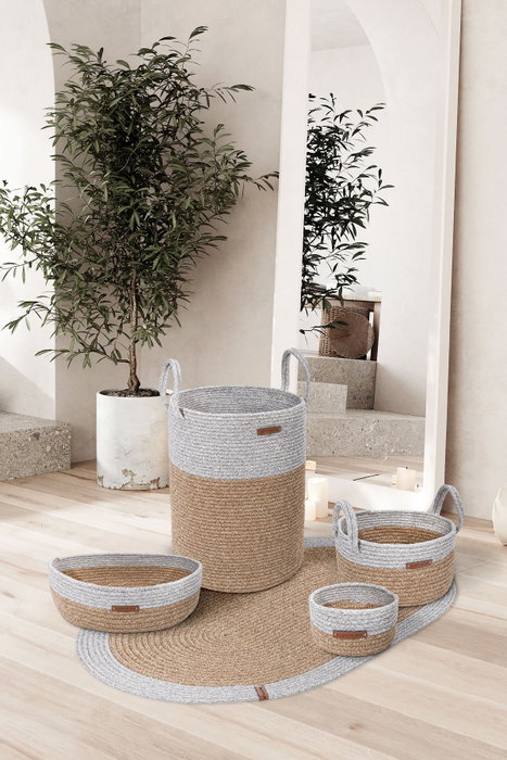 Aberto Design Caja Decorativa de Algodón Gris